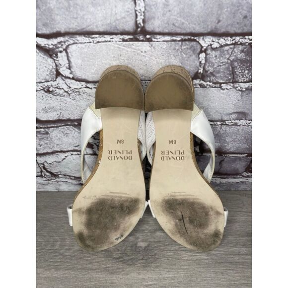 Donald Pliner OONA White Leather Open Toe Cork Heel Sandals Women Sz 8M US/39EU - Picture 6 of 16